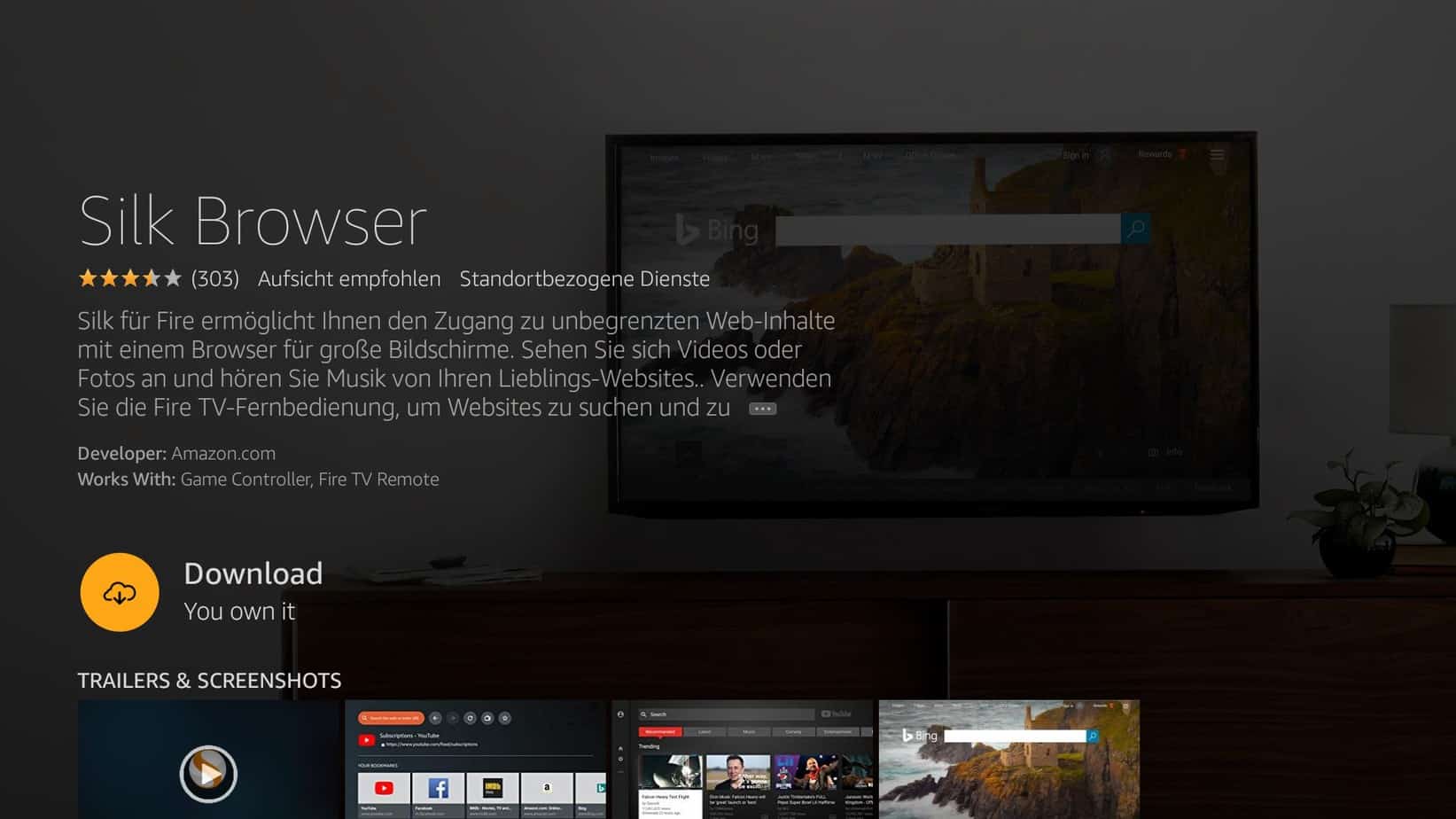 how to surf the web on a fire tv silk browser download