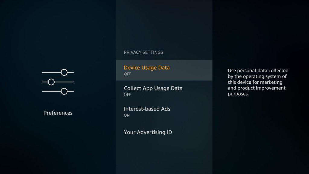 Device Usage Data screen