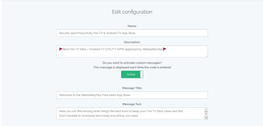 WebSafetyTips Filelinked configuration