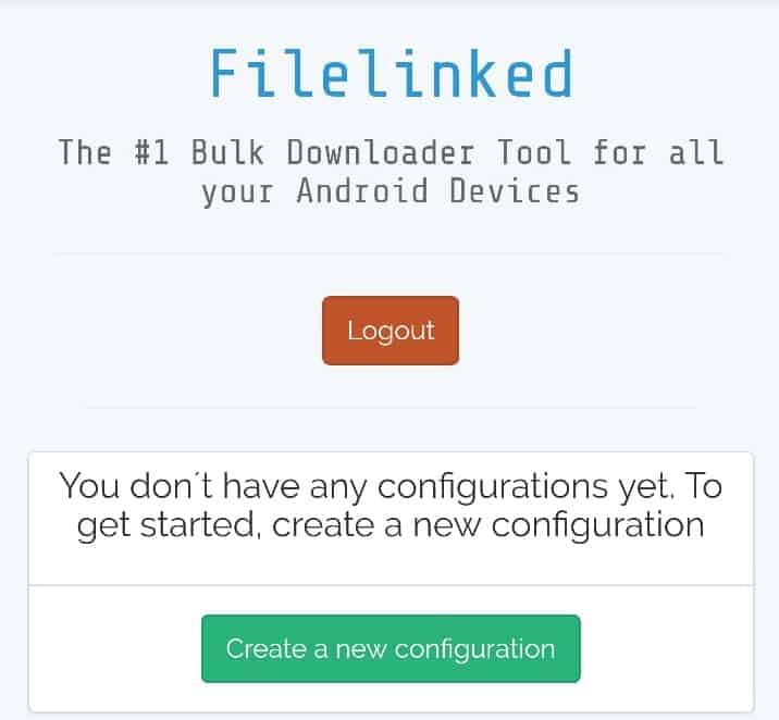 FIlelinked create new configuration