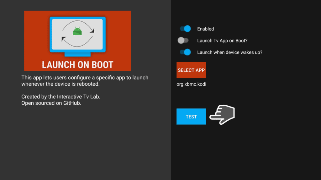 test launch on boot
