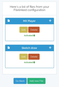 list of files from filelinked configuration