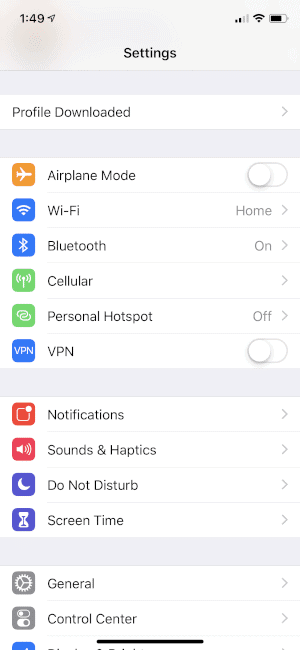 open settings iOS