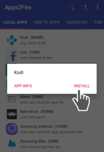 Install Kodi from Apps2Fire