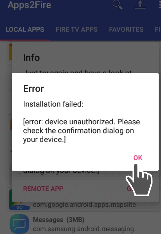 Error on Apps2Fire