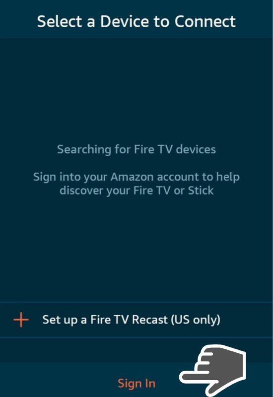 Sign up on Amazon Fire TV App