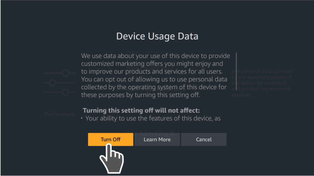 turn off device usage data on Firestick