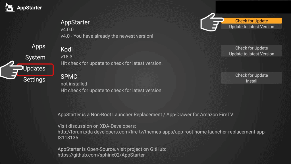 Check for AppStarter Updates