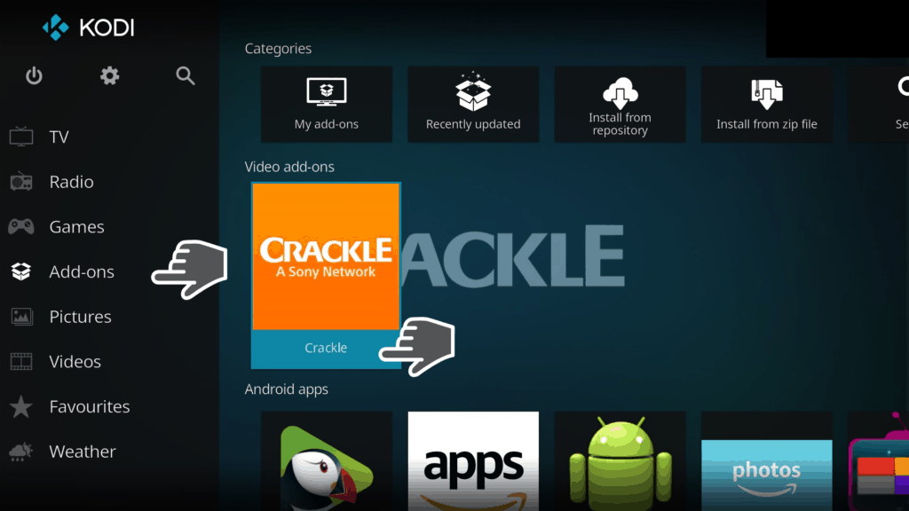 Installed Crackle add-on