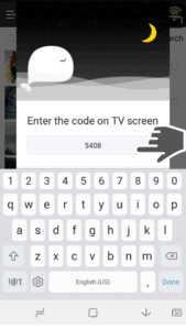 enter the code on TV screen