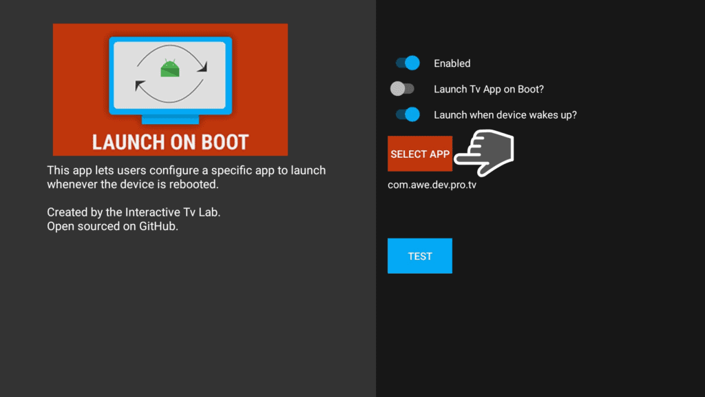 Launch on boot SELECT APP