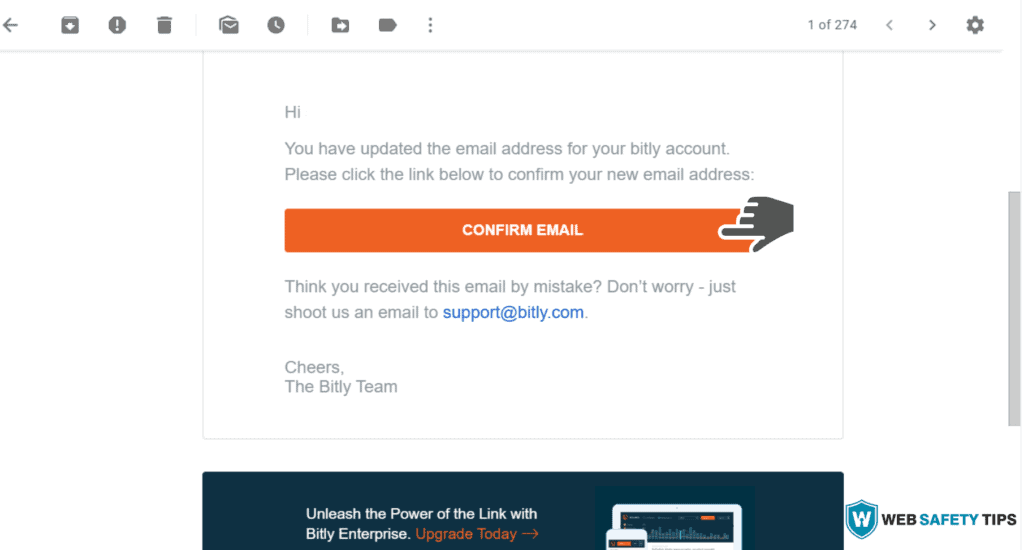 Confirm Email for Bitly account