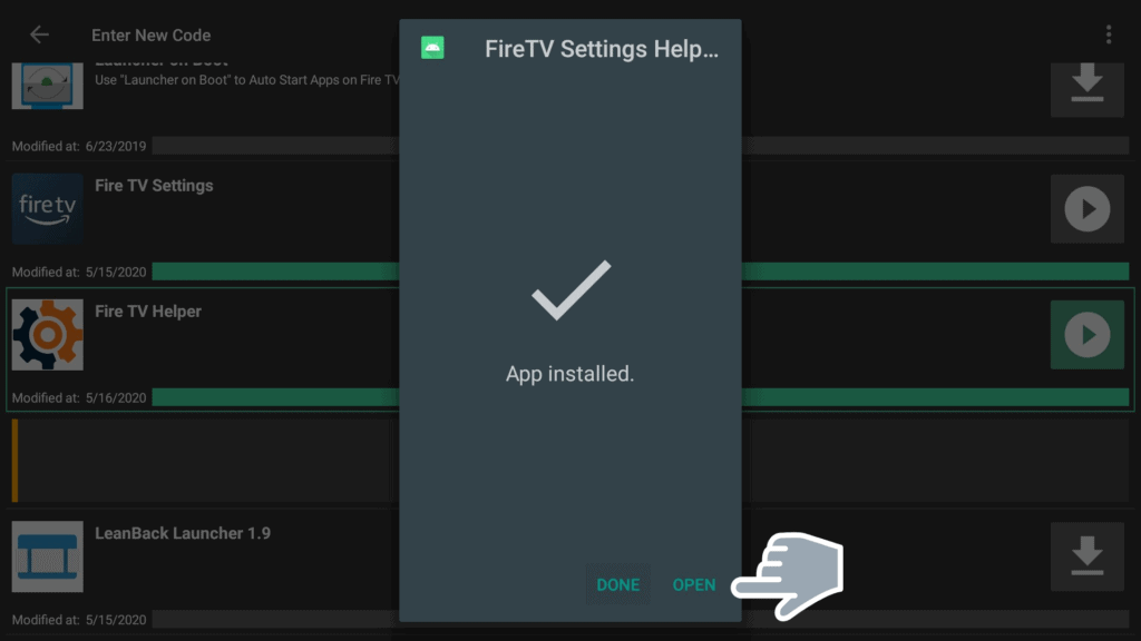 open Fire TV Helper app