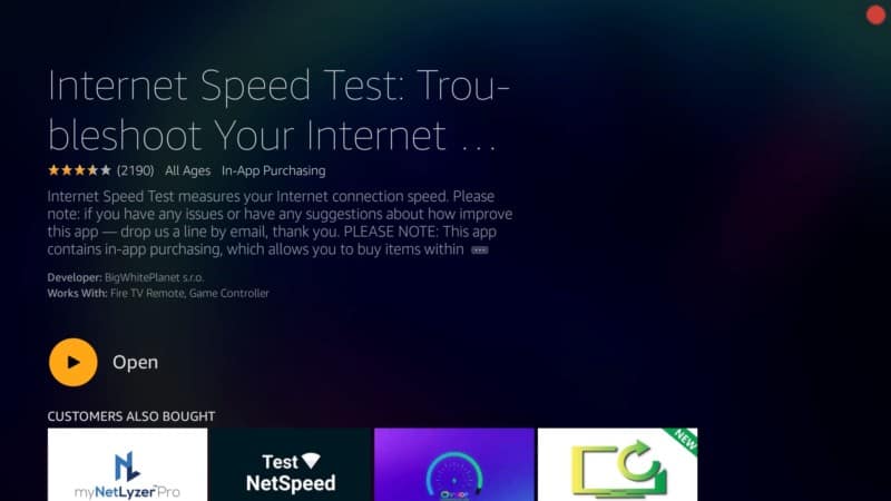 Open Internet Speed Test App on Firestick
