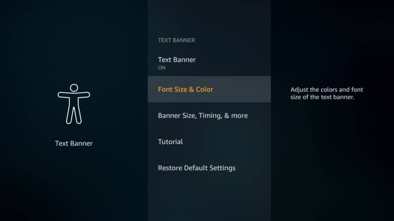 text banner font size and color