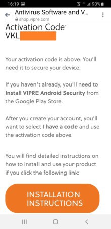 VIPRE Android instructions