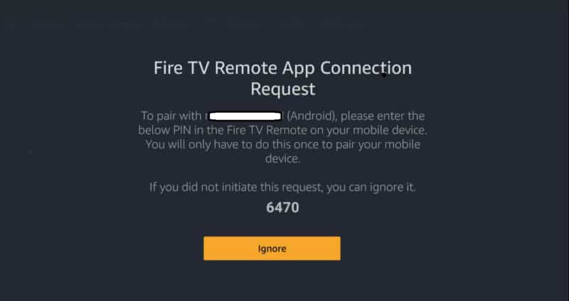 fire tv remote app connection request