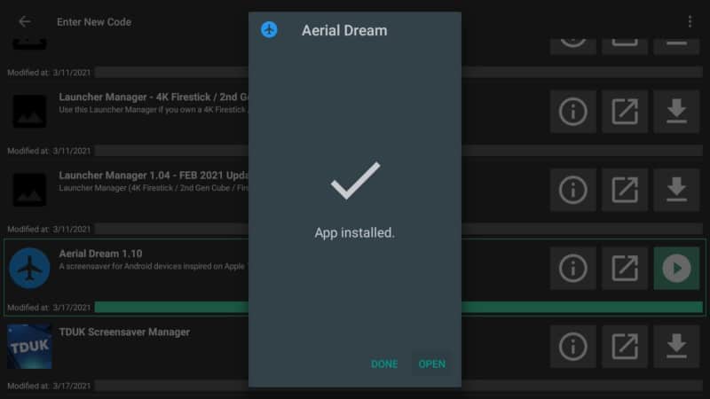 open Arial Dream 1.10 on Firestick