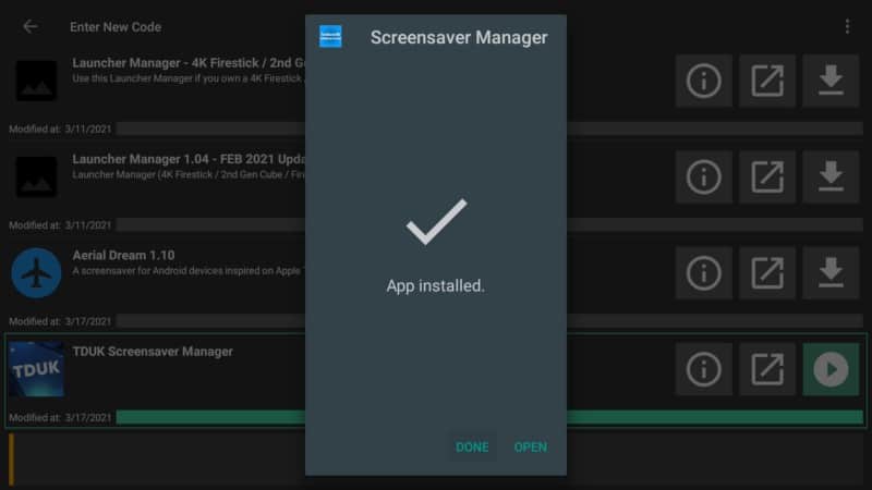 open tduk screensaver manager