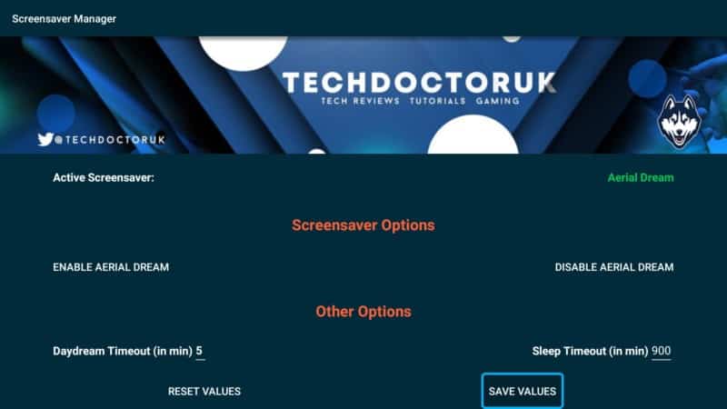 screensaver options