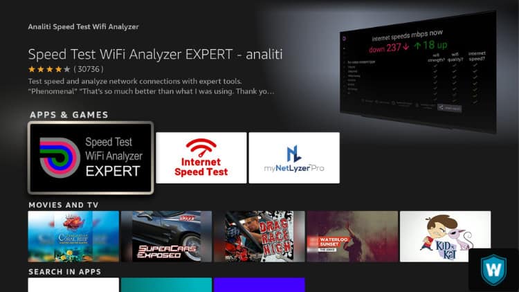 speed test wifi analyzer on firestick 4k